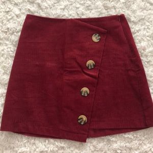 Red Button Zip Skirt